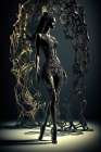 Female model in black lace. AI Generated. Art Print